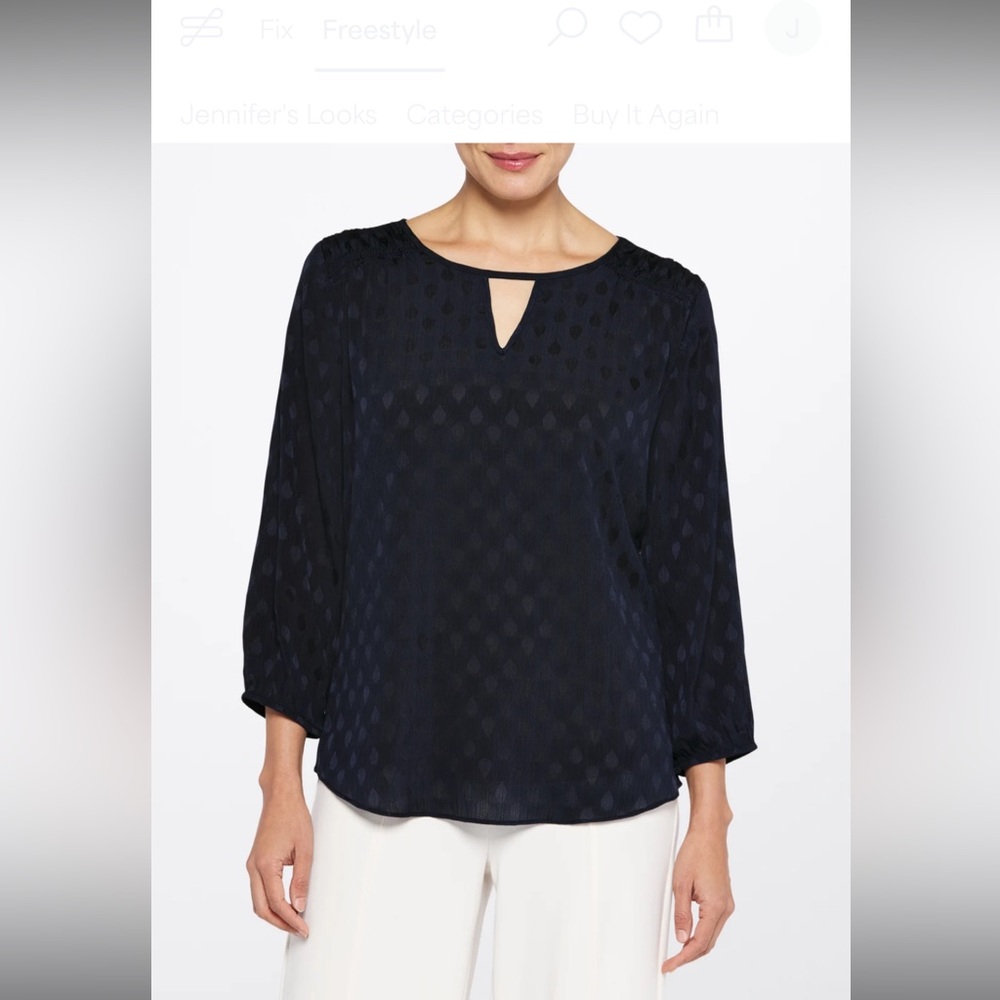 Brooks Navy Key Hole Blouse